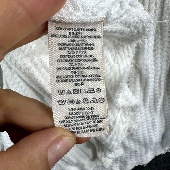 Free People Soul Mate Blouse Women's Extra Small White Blue Thermal Long Sleeve - Picture 7 of 8